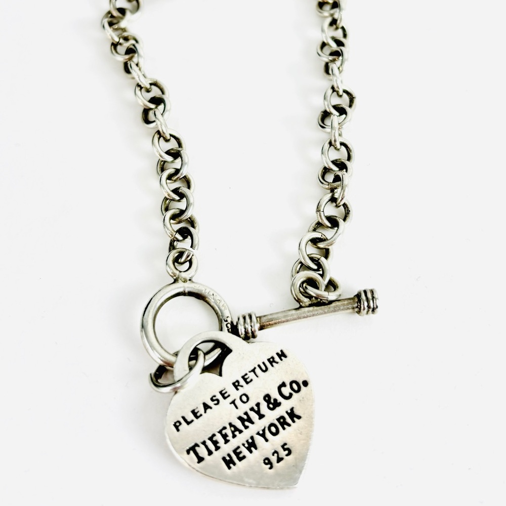 Sterling Silver Toggle Bracelet with Heart Charm Replica